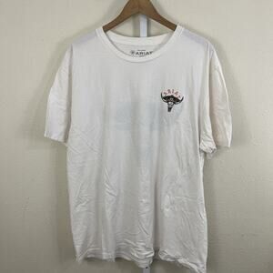 Ariat Longhorn Skull Graphic T-Shirt Mens XXL Western Cowboy Tee